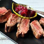 Easy pan seared flank steak recipe with red onion marmalade