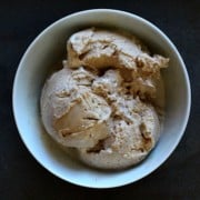 homemade snickerdoodle ice cream in a white bowl.