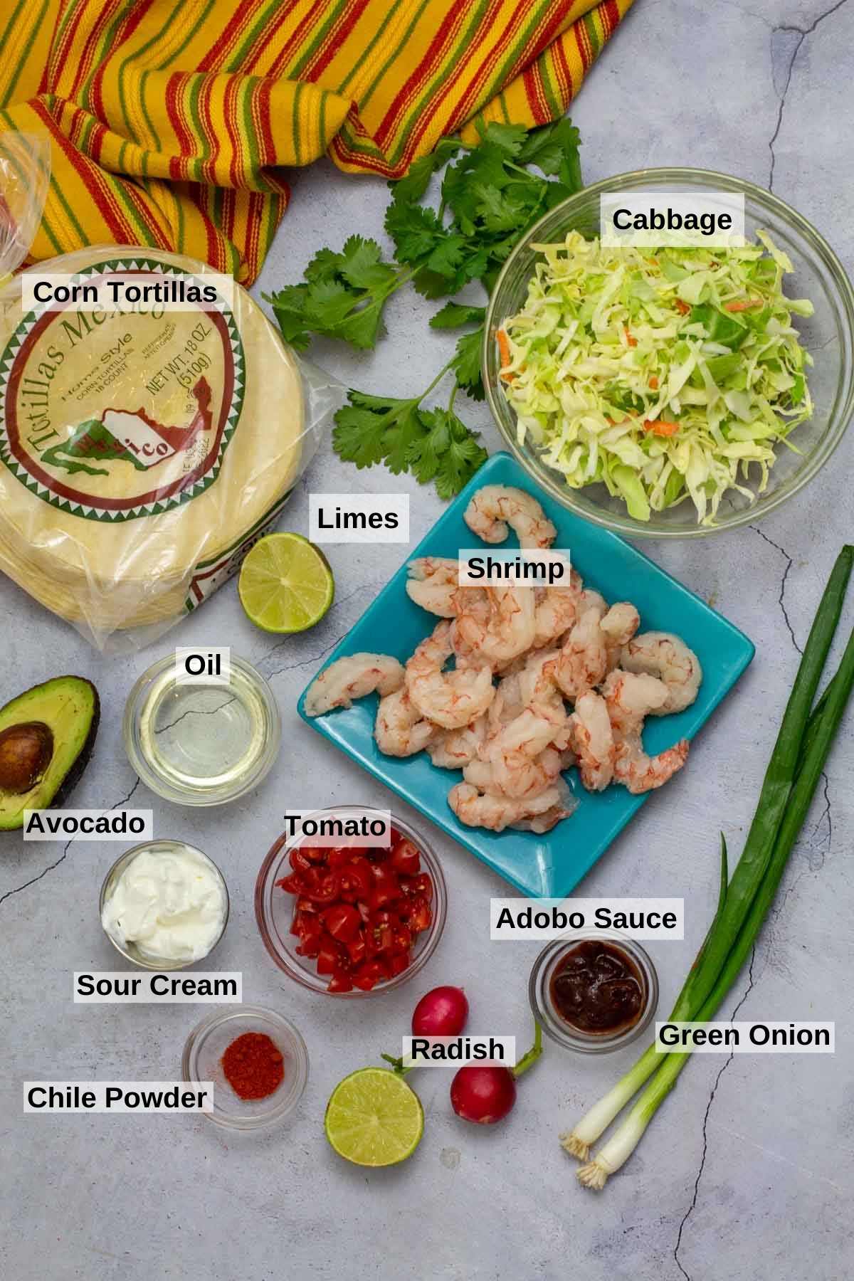 Ingredients-to-make-shrimp-tostadas