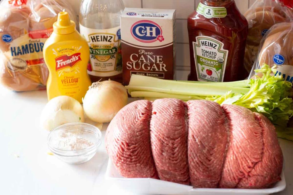 Ingredients to make sloppy joes for a large crowd