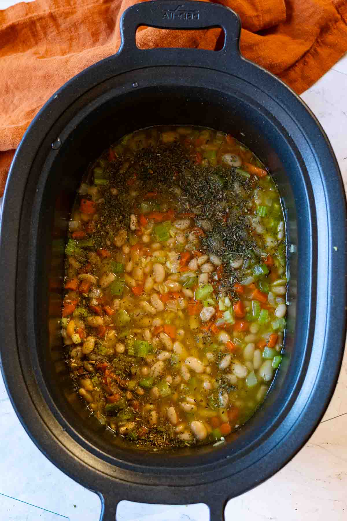Step 4: Finishing great Northern Bean Soup using the crock pot.