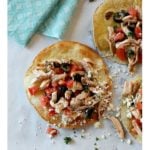 chicken tostadas with olives and feta