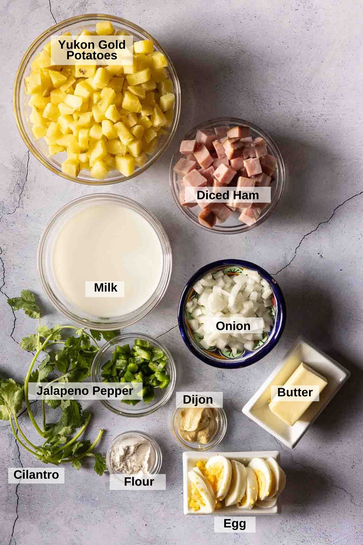 Ingredients to make ham hash.