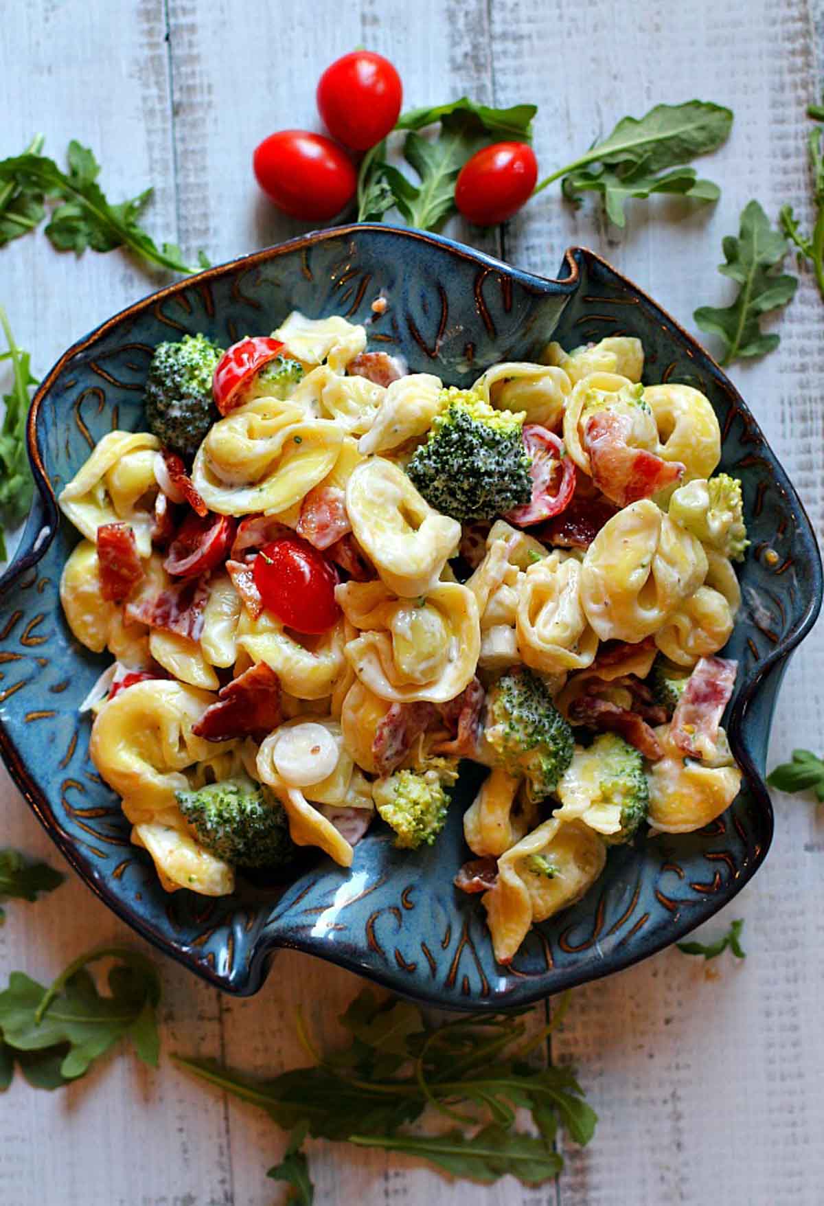 Pasta salad made with tortellini.