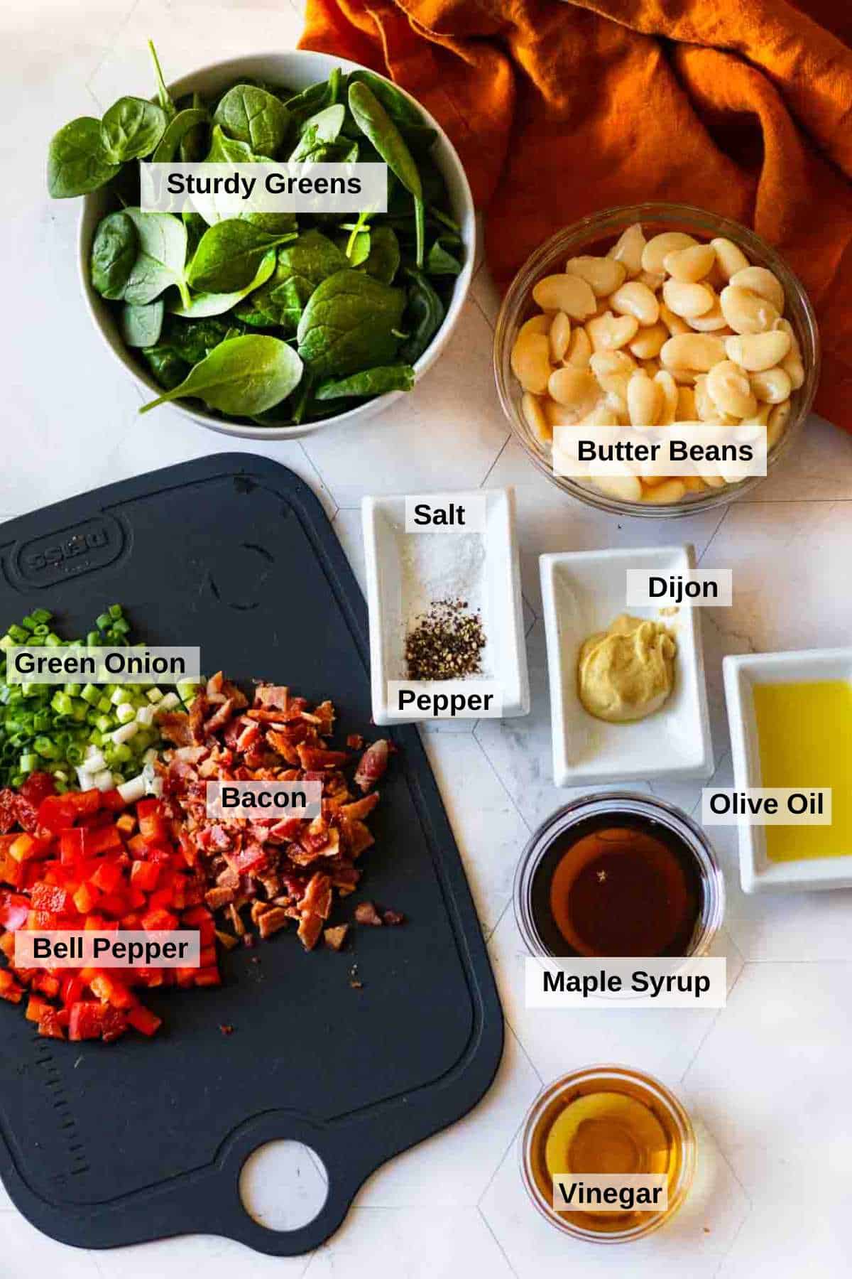 Ingredients to make butter bean salad.