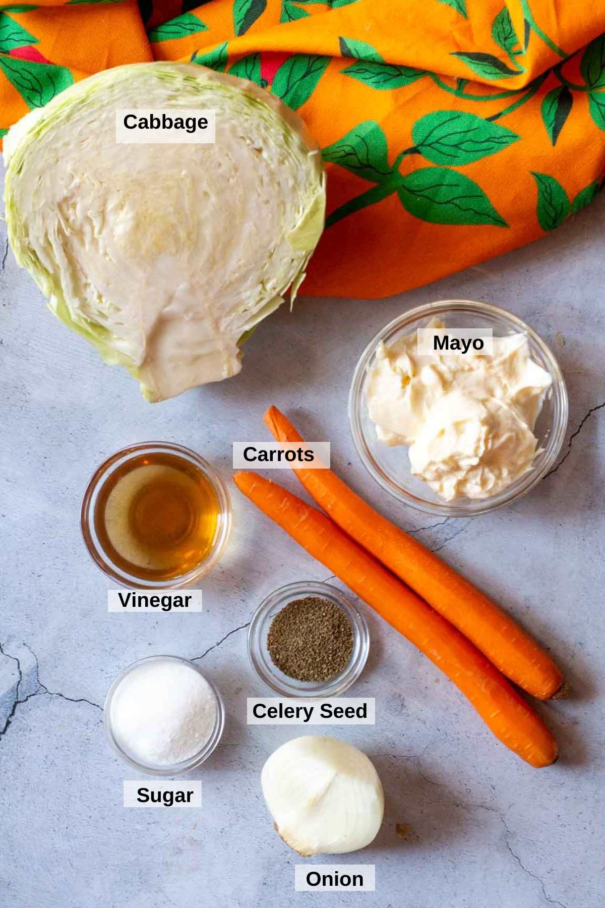 Ingredients to make Bobby Flay's Coleslaw Recipe