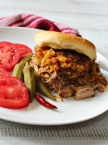 Crock Pot Colorado Chow Chow Pulled Pork Sandwiches. A delicious way to feed a crowd.