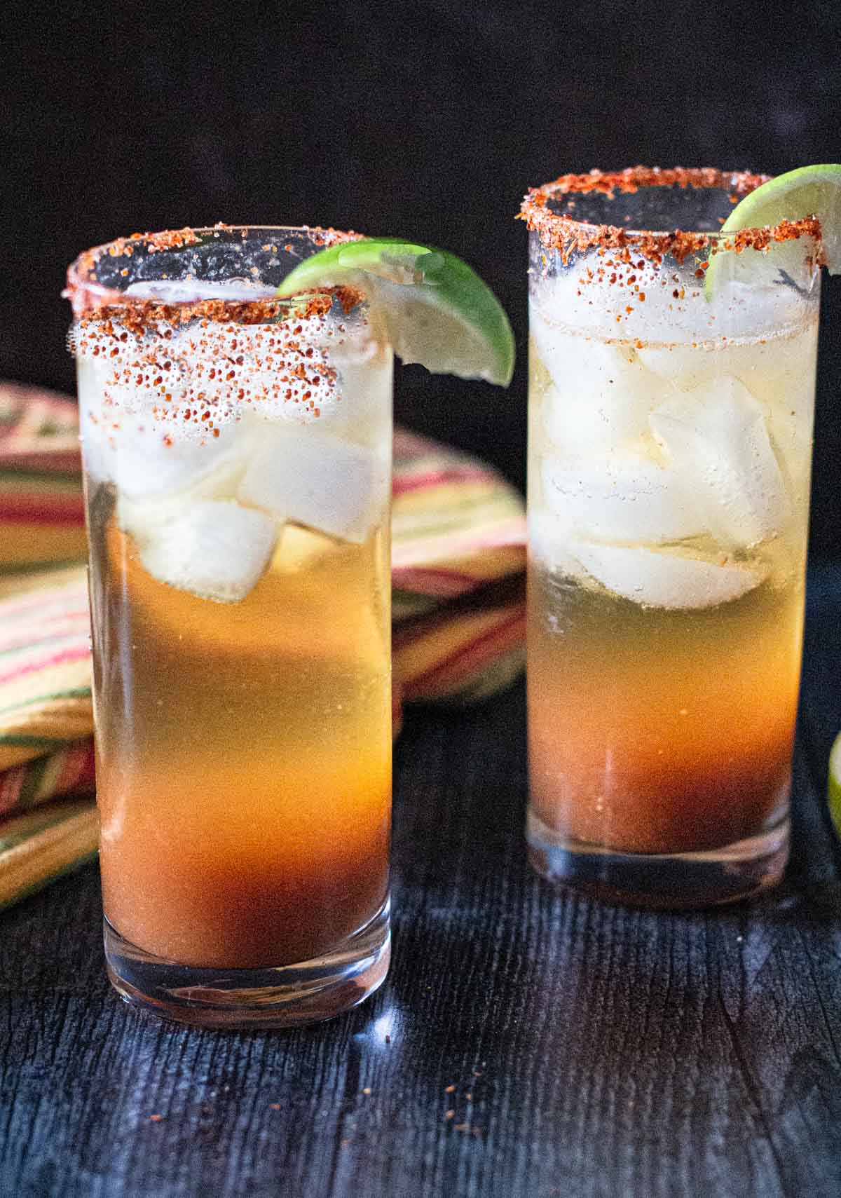 Two michelada cocktails.