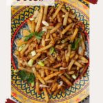 turkish fries on colorful platter