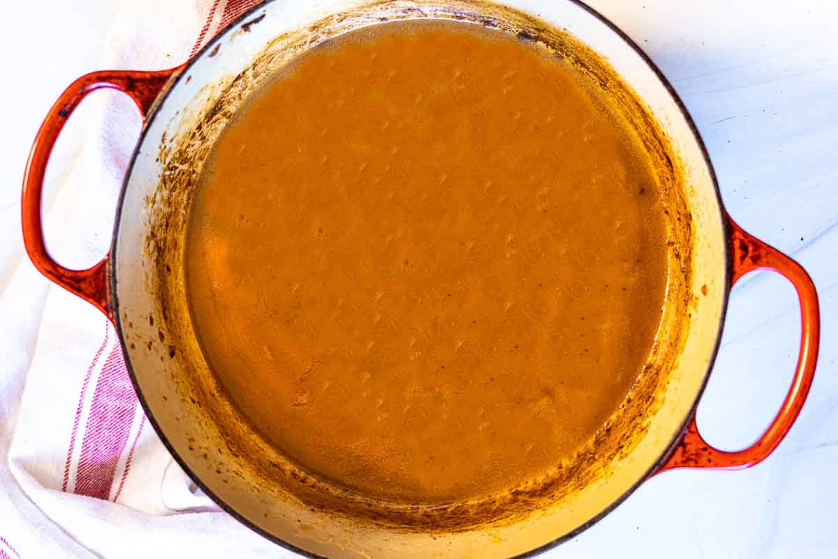Making pot roast gravy stove top.