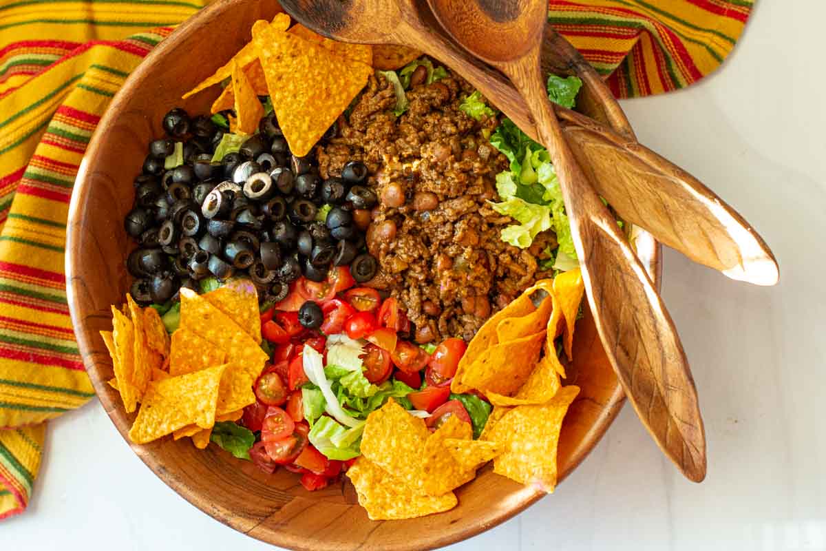 Making old fashioned catalina taco salad 