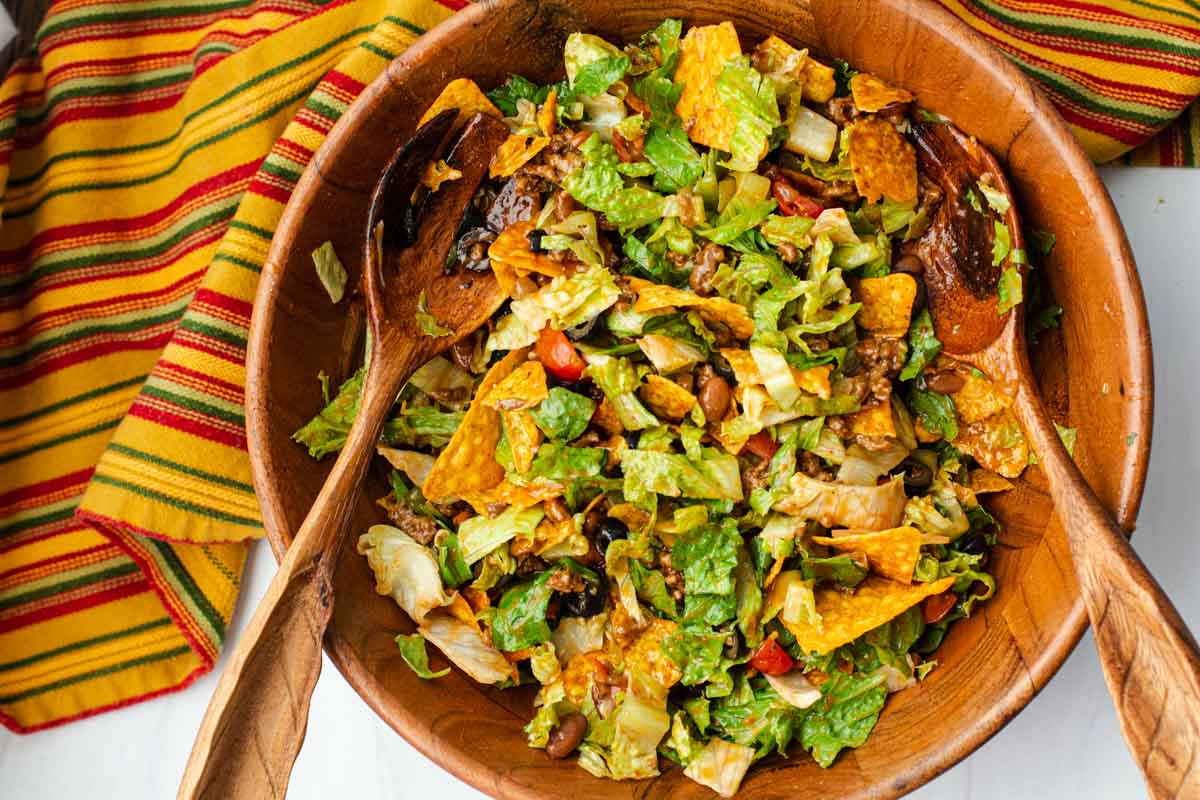 Old Fashioned taco salad with catalina dressing
