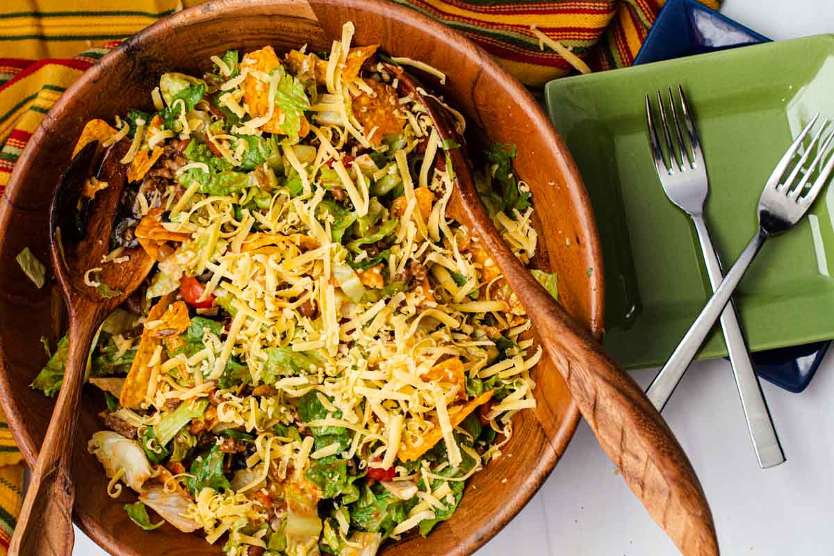 Old fashioned taco salad with doritos.