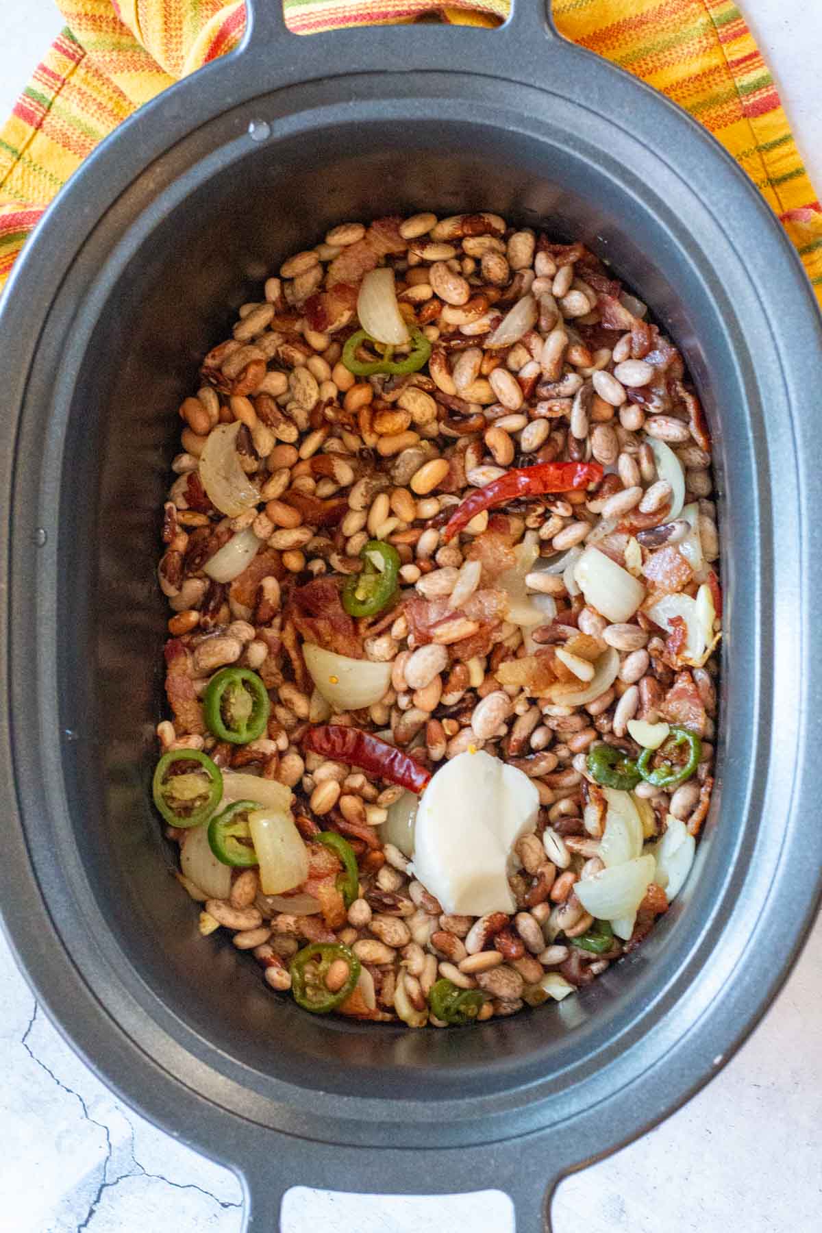 Cooking Cowboy Beans in the Crockpot.