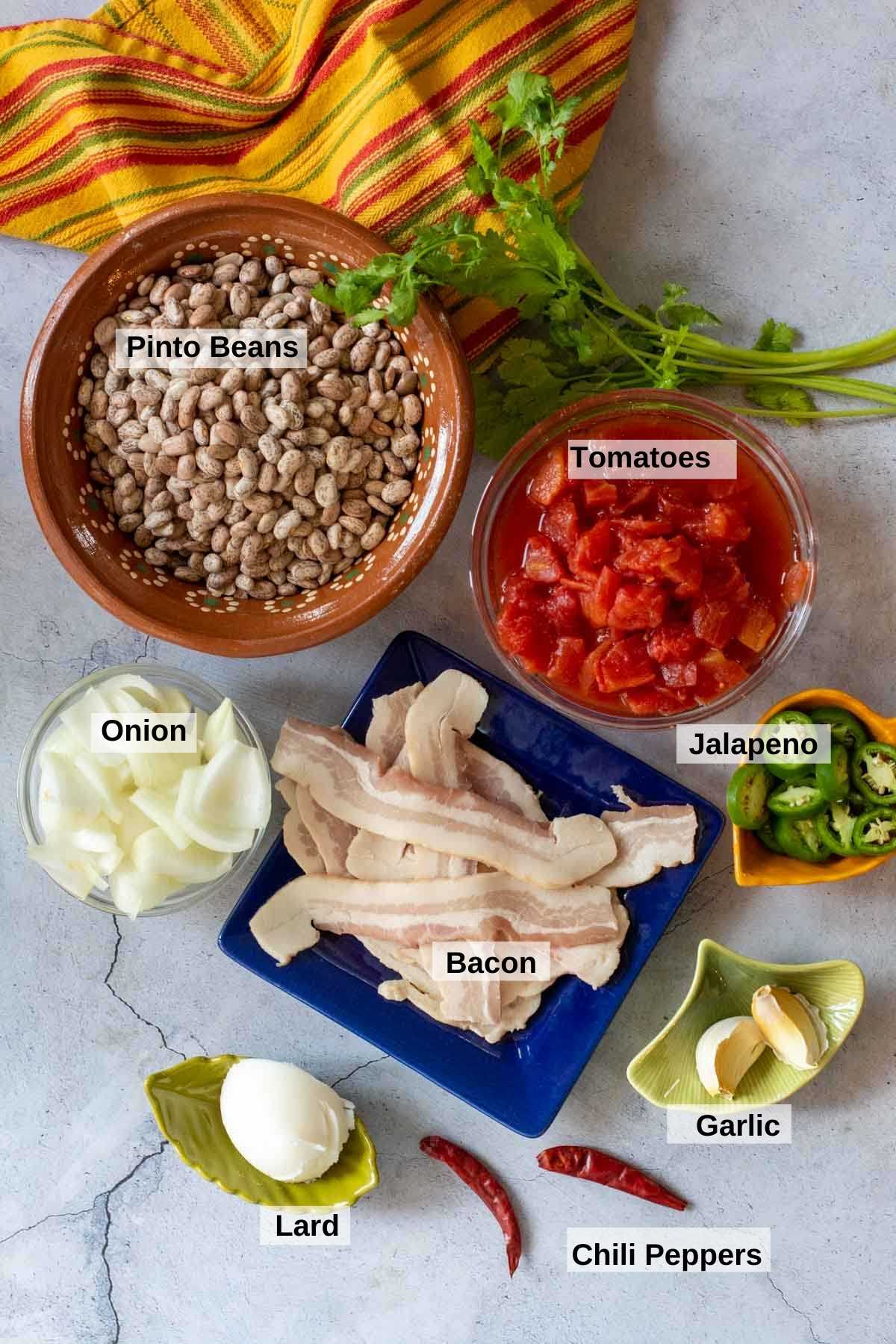 Ingredients to make cowboy beans.