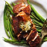 Spice Rubbed Salmon with Cilantro Lime Butter.