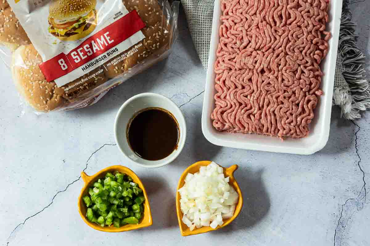 Ingredients to make A-1 Steak sauce burger.