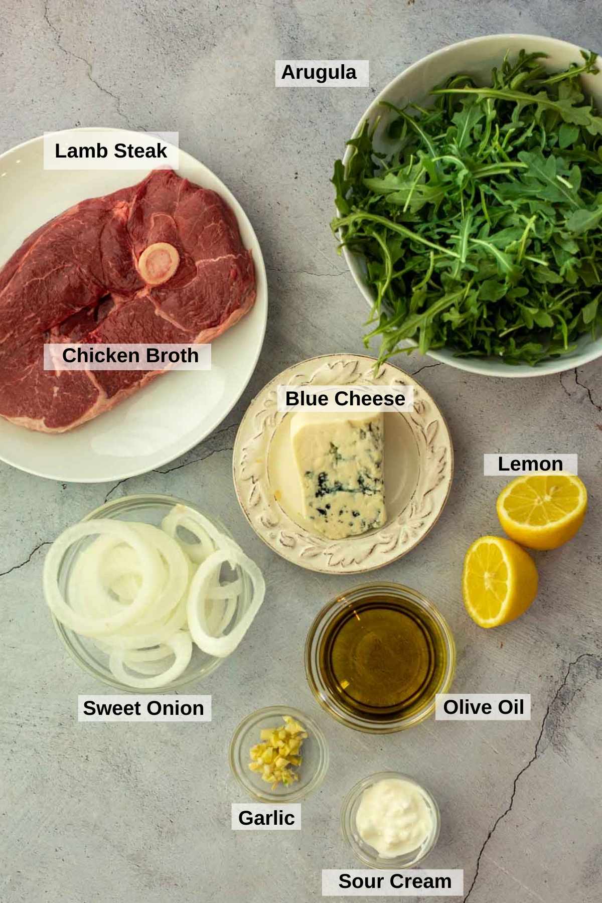 Ingredients to make lamb kebab salad.
