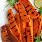 grilled sweet potato fries with cilantro and lime