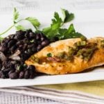 Latin chicken with black beans and jalapenos.