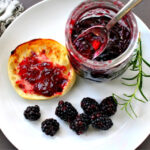 Blackberry Merlot Wine Jelly on an english muffin