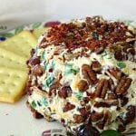 Jalapeno Bacon Cheeseball coated with chopped pecans