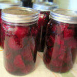Old Fashioned Pickled beets in canning jars.