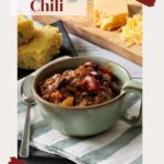 Meat and bean chili served with cornbread