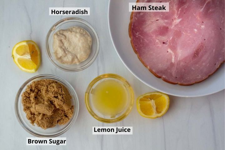 Ingredients for grilling a ham steak