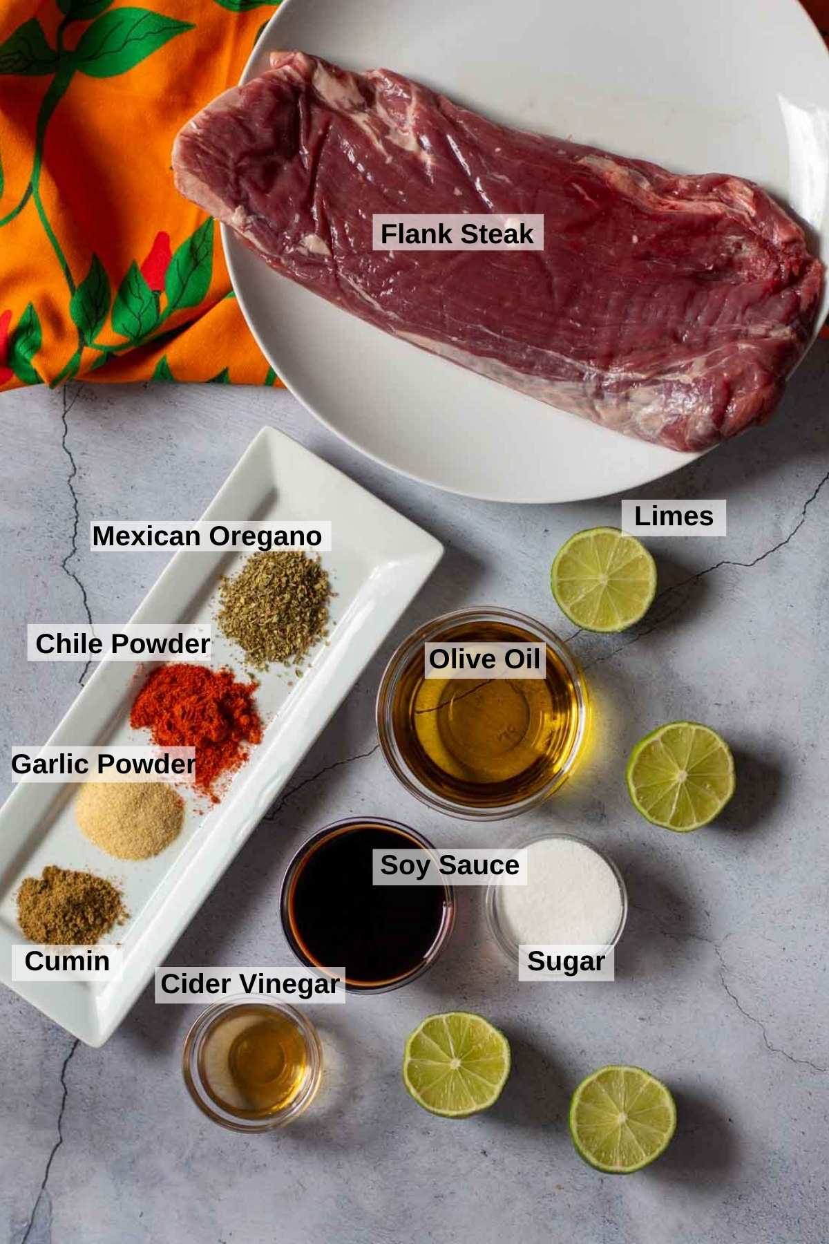 Ingredients to make carne asada marinade.