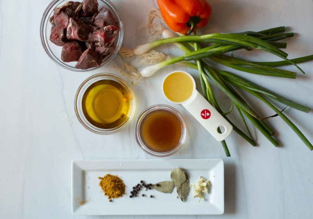 Ingredients for beef kebab marinade
