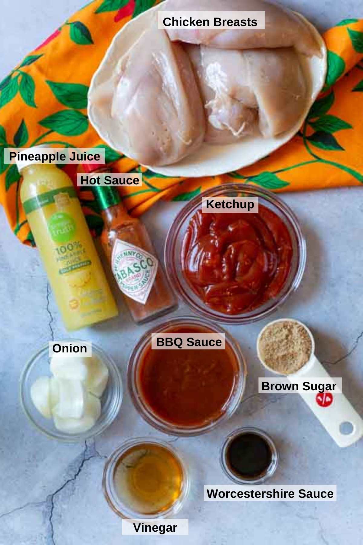 Ingredients to make bbq chicken sliders.