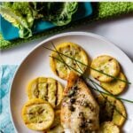 Pan fried cod with mustard cream sauce.