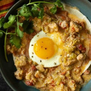 Green chili and eggs.