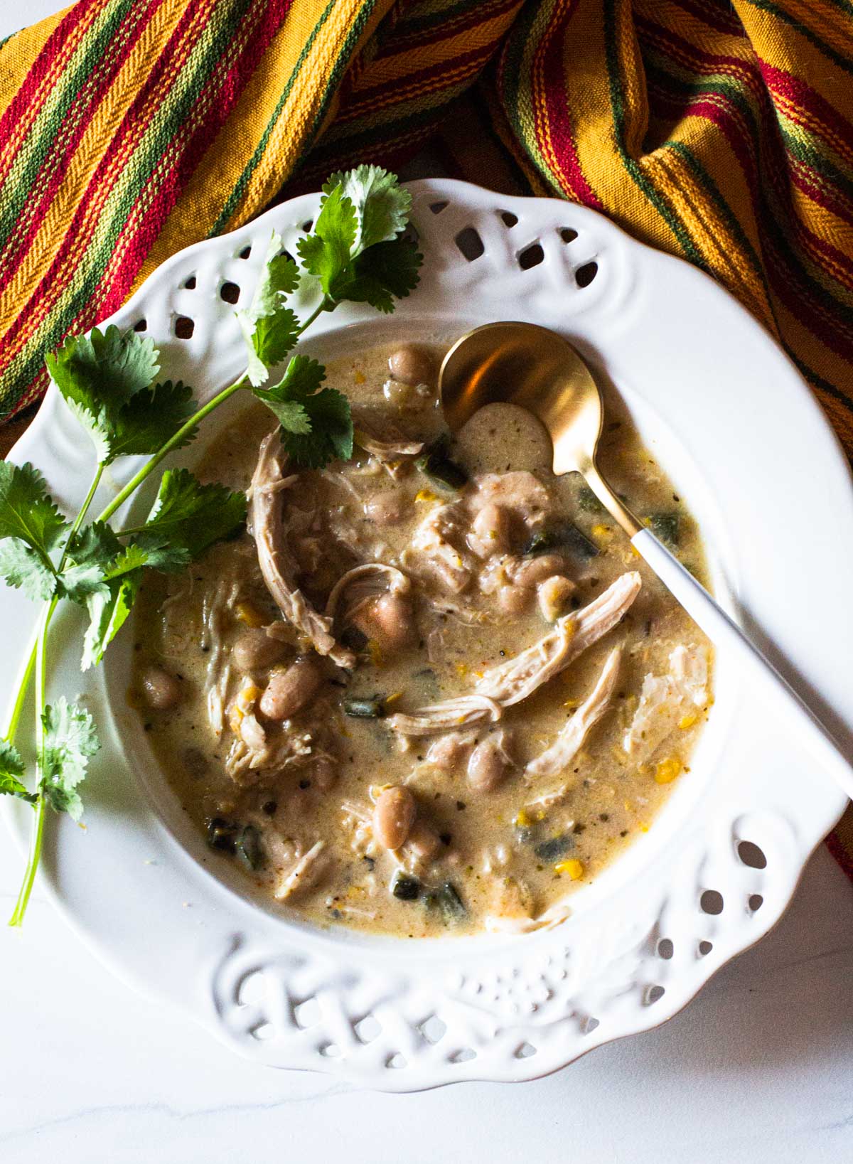 Rotisserie Chicken Soup garnished with cilantro