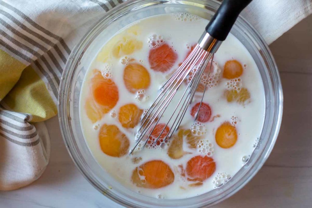 Custard with eggs, milk, vanilla and maple syrup