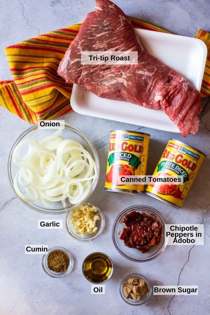 Ingredients to make tri-tip tacos.