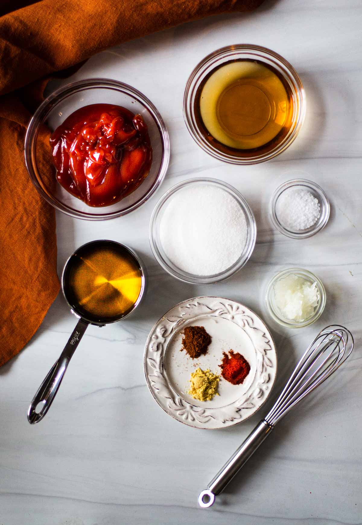 Ingredients to make homemade Catalina dressing.