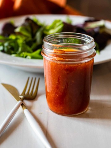 Easy homemade catalina dressing with a tossed salad.