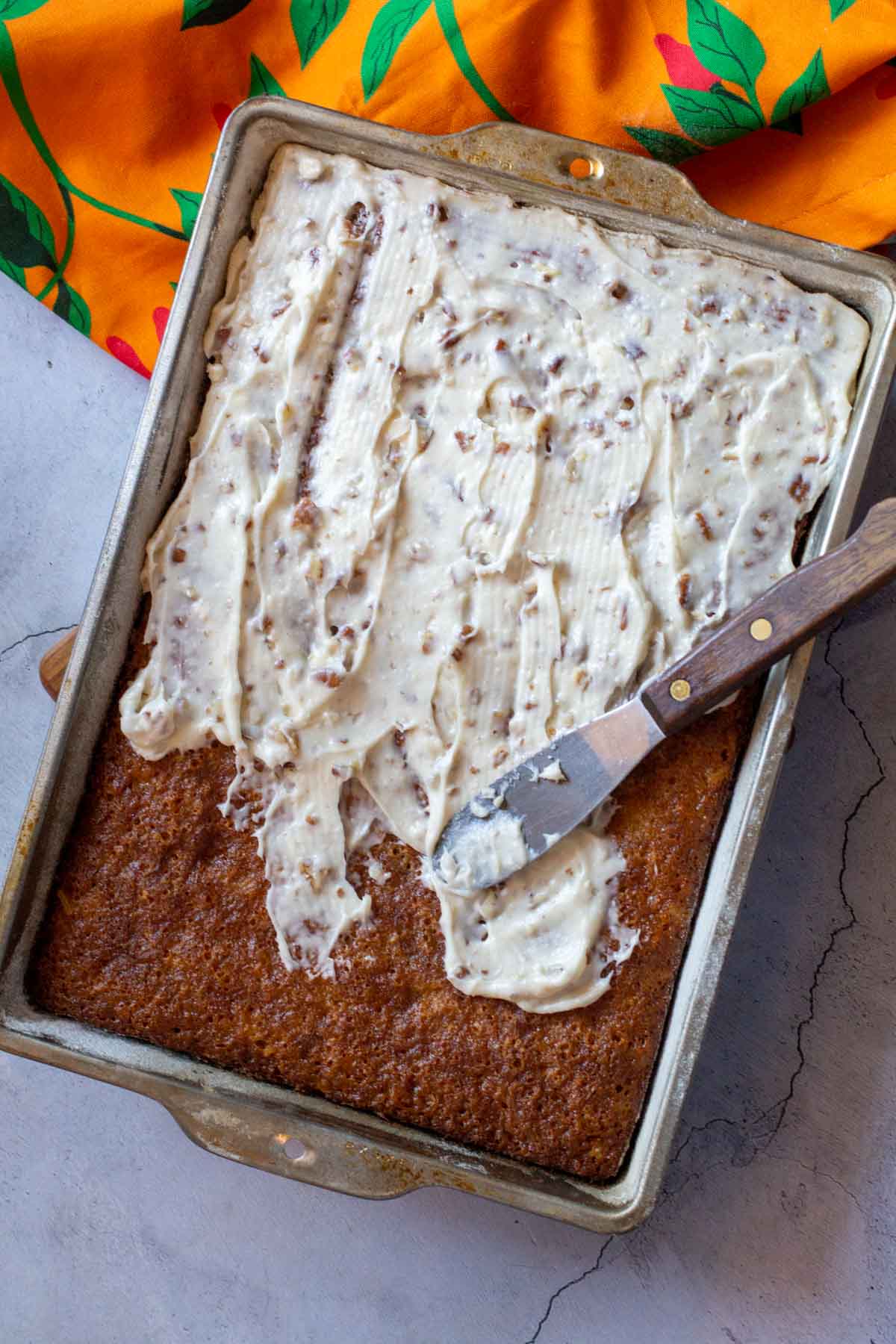 Cream Cheese Pecan Frosting for old fashioned pineapple cake.