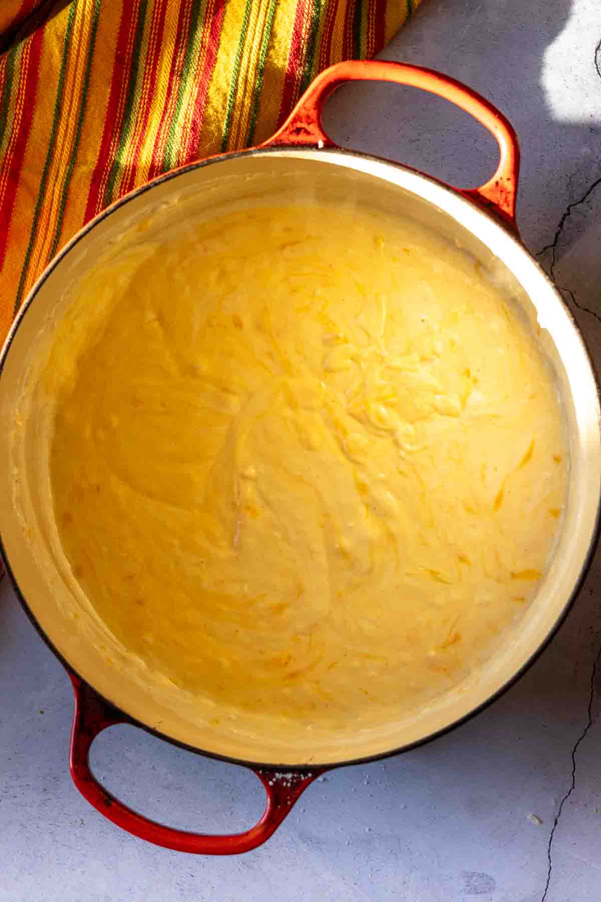 Cheese sauce to make Hatch chile mac and cheese.