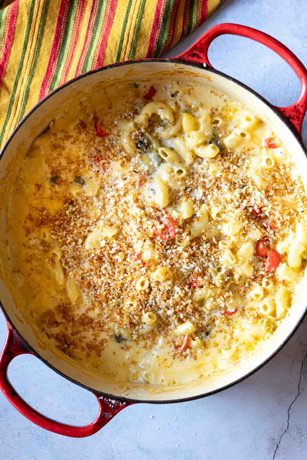 Baked Hatch Chile Mac and Cheese.