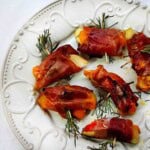 Apples on horseback, apple appetizer.