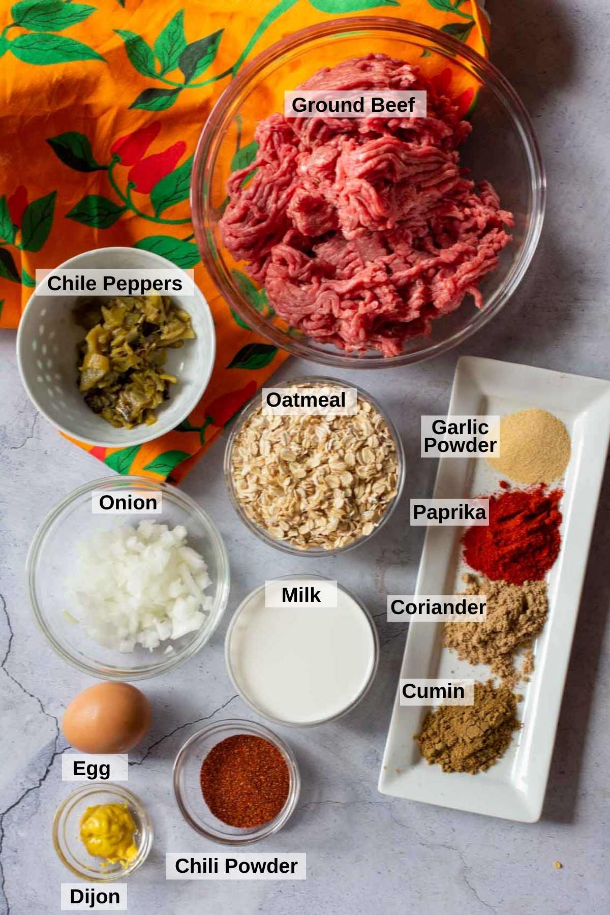 Ingredients to make Mexican Meatballs.