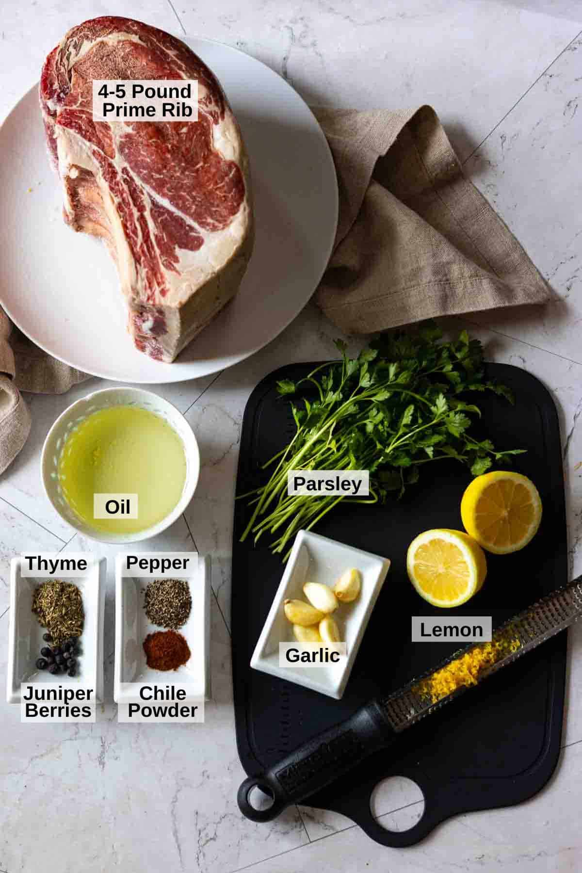 Seasoning ingredients for a Prime Rib Roast