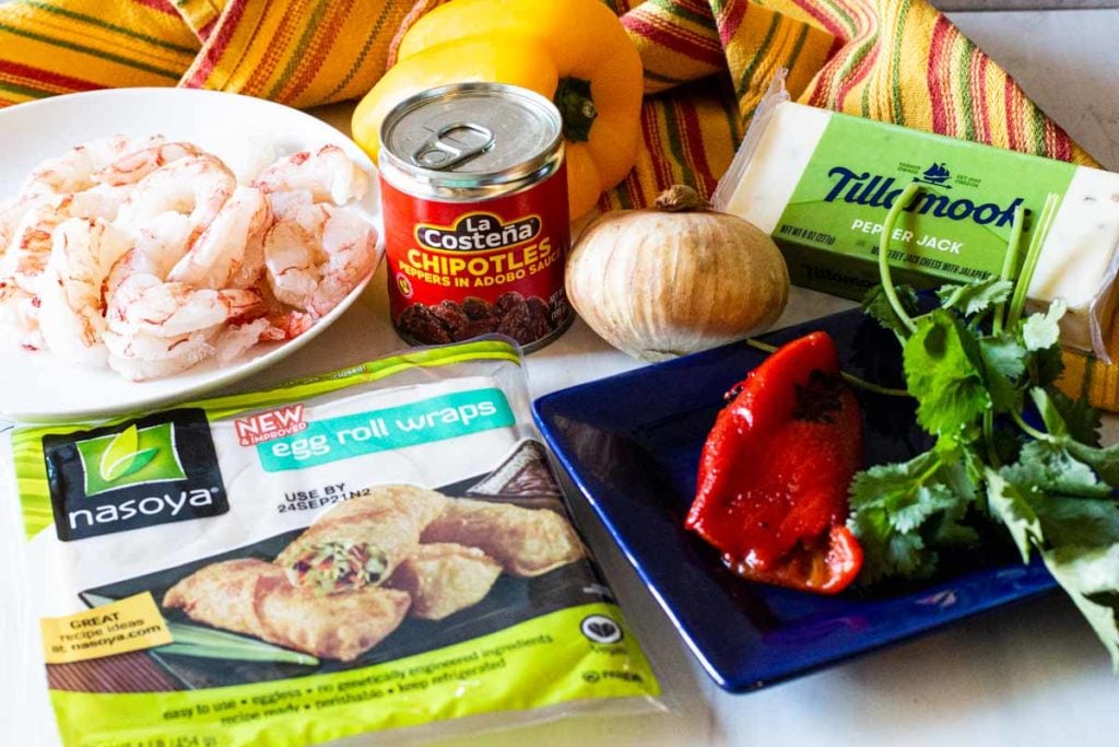 ingredients to make shrimp wonton appetizer