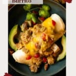 Green Chili Breakfast Burrito with potatoes pinterest image.
