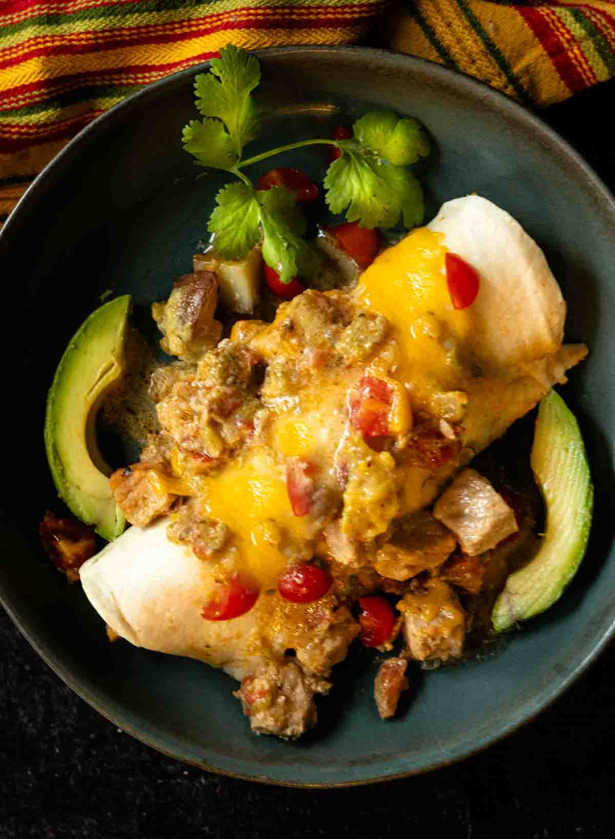 Green Chili smothered breakfast burrito.