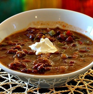 Bolita Bean and Beef Soup with red wine. Give Bolita beans a try.