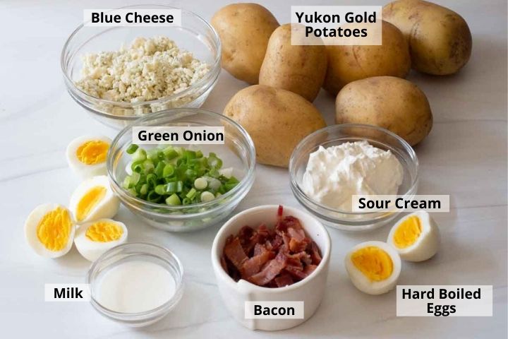 ingredients to make blue cheese potato salad